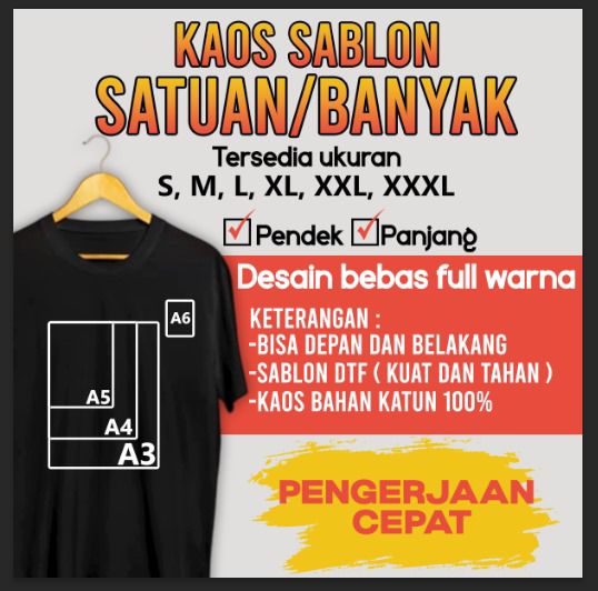 kaos sablon satuan banyak